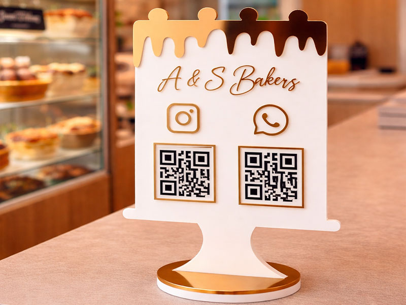 QR Code Stand Ideal for bakeries, cake shops, cafes, and dessert counters