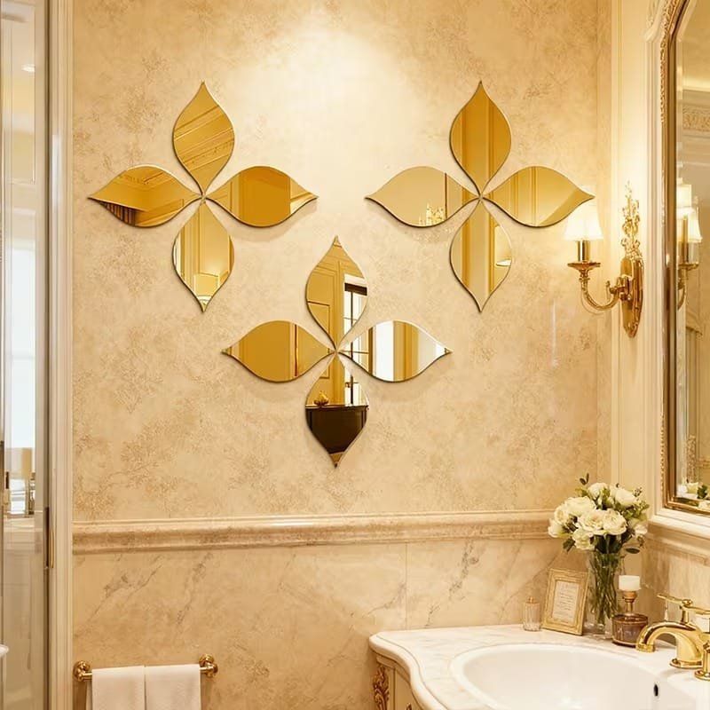 Leaf Clover-Shaped Acrylic Mirror Wall Art