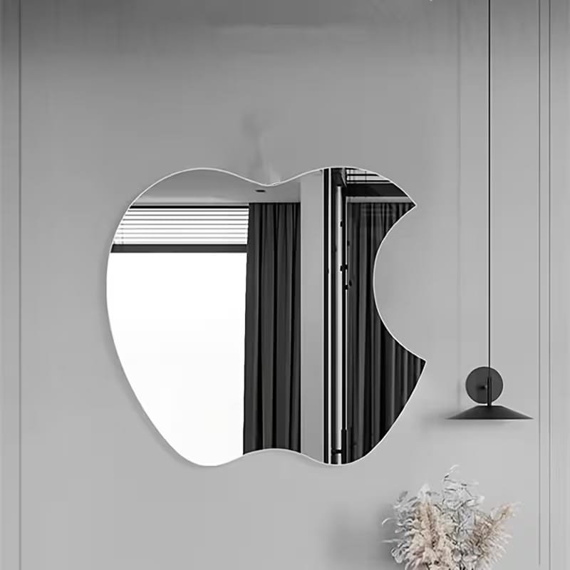 Apple Shaped Acrylic Mirror Frameless Modern Home Decor