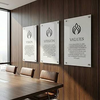 Custom Acrylic Sign & Personalized Plaque - Office Decor Wall Art - 3D Business Signs for Wall, Corporate Vision Mission Values & Company Logo Display